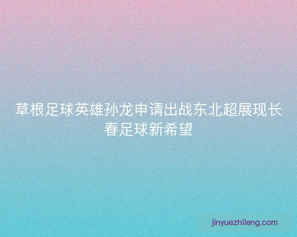 草根足球英雄孙龙申请出战东北超展现长春足球新希望